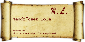 Manácsek Lola névjegykártya
